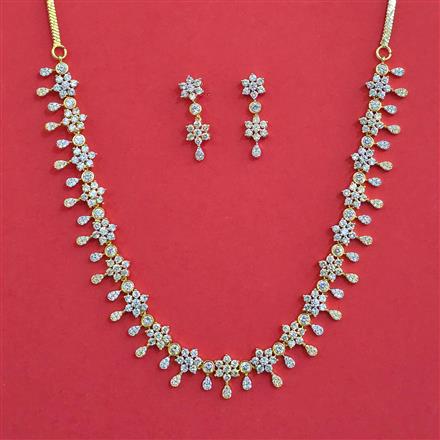 American Diamond Classic Necklace with Rhodium Plating 2 Tone Plating