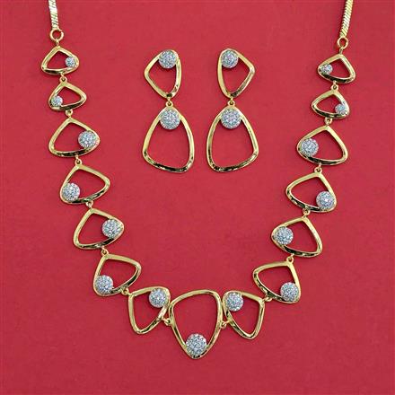 American Diamond Classic Necklace with Rhodium Plating 2 Tone Plating