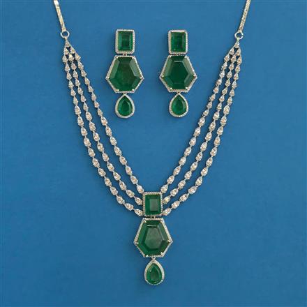 American Diamond Classic Necklace with Rhodium Plating