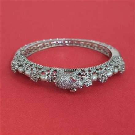 American Diamond Openable kada with Rhodium Plating 2 Tone Plating Mehndi Plating