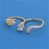 American Diamond Adjustable Ring with Rhodium Plating 2 Tone Plating Mehndi Plating