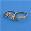 American Diamond Adjustable Ring with Rhodium Plating 2 Tone Plating Mehndi Plating