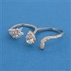 American Diamond Adjustable Ring with Rhodium Plating 2 Tone Plating Mehndi Plating