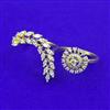 American Diamond Adjustable Ring with Rhodium Plating 2 Tone Plating Mehndi Plating