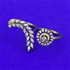 American Diamond Adjustable Ring with Rhodium Plating 2 Tone Plating Mehndi Plating