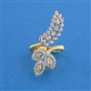 American Diamond Adjustable Ring with Rhodium Plating 2 Tone Plating Mehndi Plating
