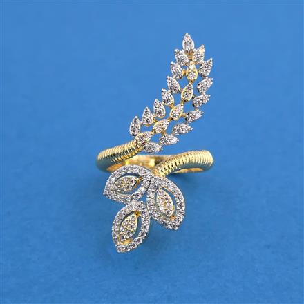 American Diamond Adjustable Ring with Rhodium Plating 2 Tone Plating Mehndi Plating