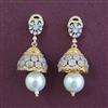 American Diamond Jhumki with Rhodium Plating 2 Tone Plating Mehndi Plating