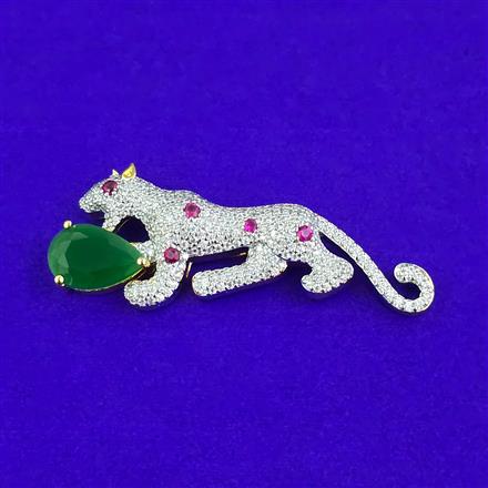 American Diamond Classic Brooch with 2 Tone Plating