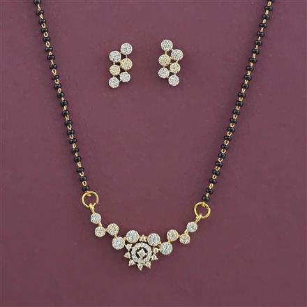 American Diamond Classic Mangalsutra with Rhodium Plating 2 Tone Plating