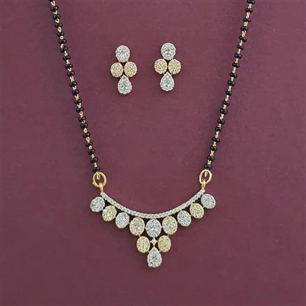 American Diamond Classic Mangalsutra with Rhodium Plating 2 Tone Plating