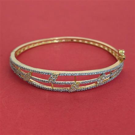 American Diamond Openable kada with Rhodium Plating 2 Tone Plating