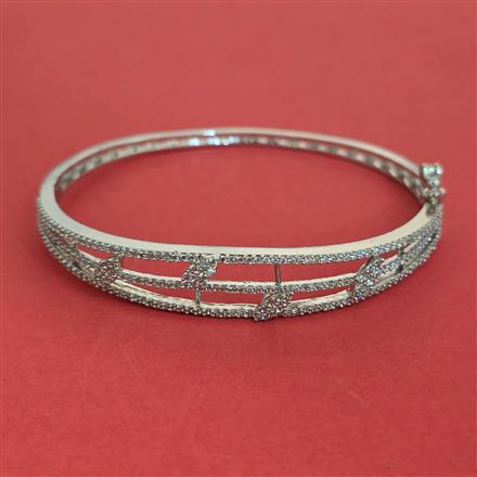 American Diamond Openable kada with Rhodium Plating 2 Tone Plating