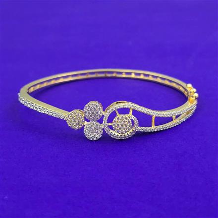 American Diamond Openable kada with Rhodium Plating 2 Tone Plating