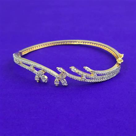 American Diamond Openable kada with Rhodium Plating 2 Tone Plating