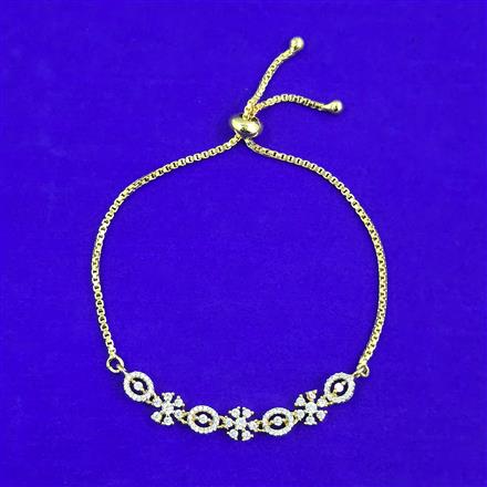 American Diamond Adjustable Bracelet with Rhodium Plating 2 Tone Plating