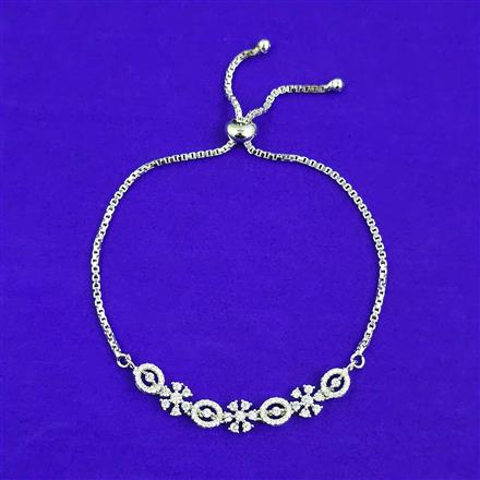 American Diamond Adjustable Bracelet with Rhodium Plating 2 Tone Plating