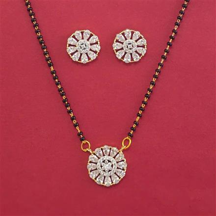 American Diamond Classic Mangalsutra with Rhodium Plating 2 Tone Plating