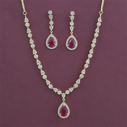 American Diamond Classic Necklace with 2 Tone Plating
