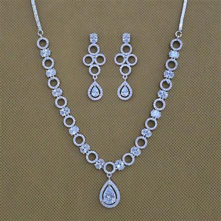 American Diamond Classic Necklace with Rhodium Plating