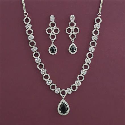 American Diamond Classic Necklace with Rhodium Plating