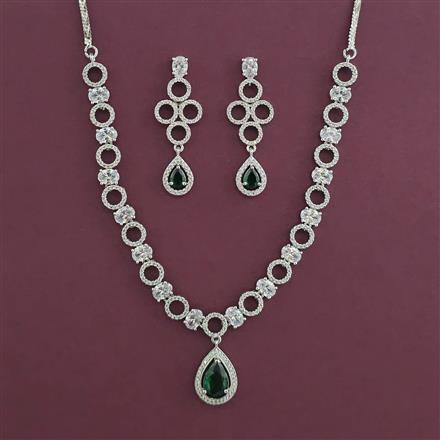 American Diamond Classic Necklace with Rhodium Plating