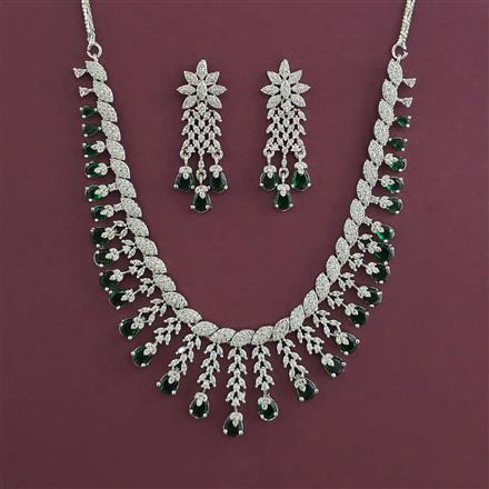 American Diamond Classic Necklace with Rhodium Plating