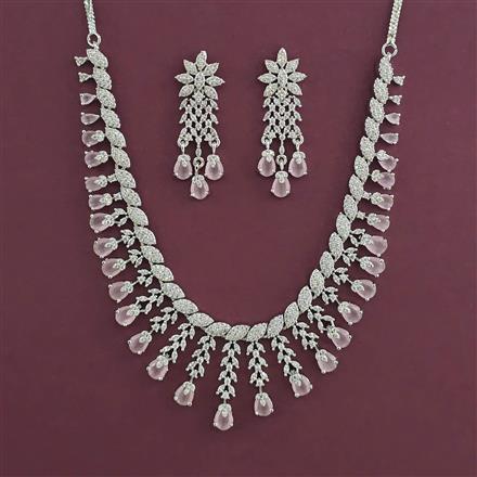 American Diamond Classic Necklace with Rhodium Plating