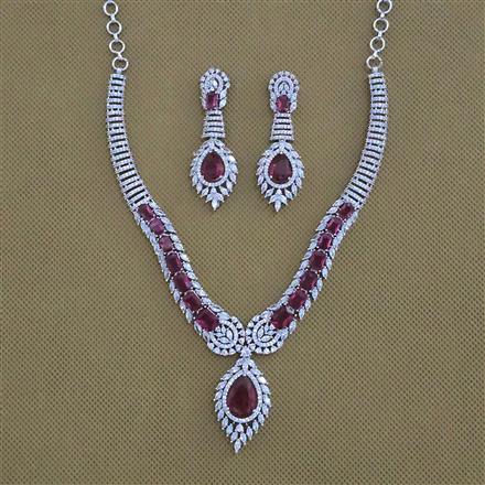 American Diamond Classic Necklace with Rhodium Plating