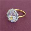 American Diamond Adjustable Ring with 2 Tone Plating