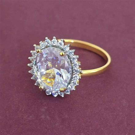 American Diamond Adjustable Ring with 2 Tone Plating