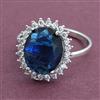 American Diamond Adjustable Ring with Rhodium Plating