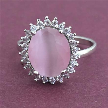 American Diamond Adjustable Ring with Rhodium Plating