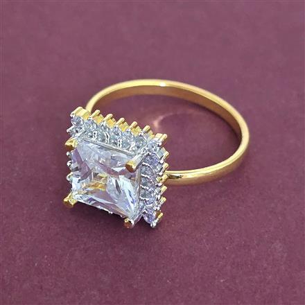 American Diamond Adjustable Ring with 2 Tone Plating