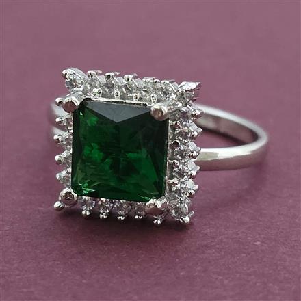 American Diamond Adjustable Ring with Rhodium Plating