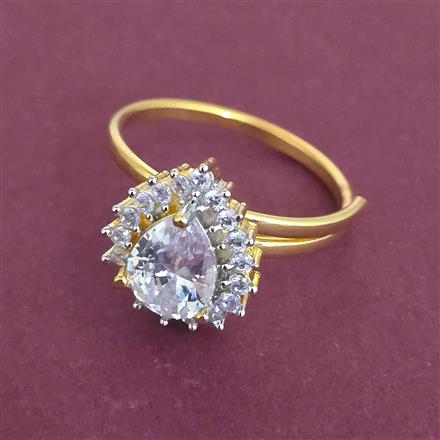 American Diamond Adjustable Ring with 2 Tone Plating