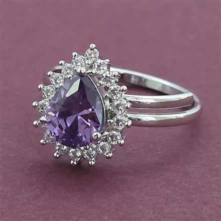 American Diamond Adjustable Ring with Rhodium Plating