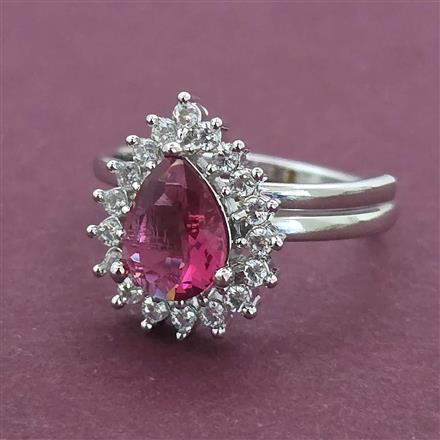 American Diamond Adjustable Ring with Rhodium Plating