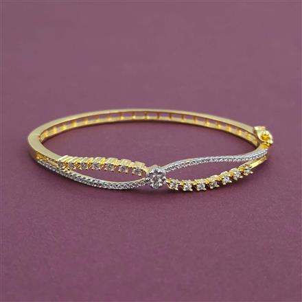 American Diamond Openable kada with Rhodium Plating 2 Tone Plating