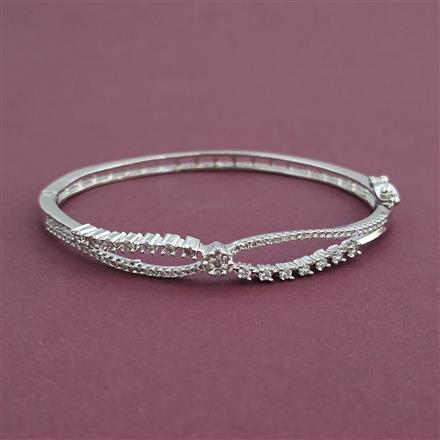 American Diamond Openable kada with Rhodium Plating 2 Tone Plating