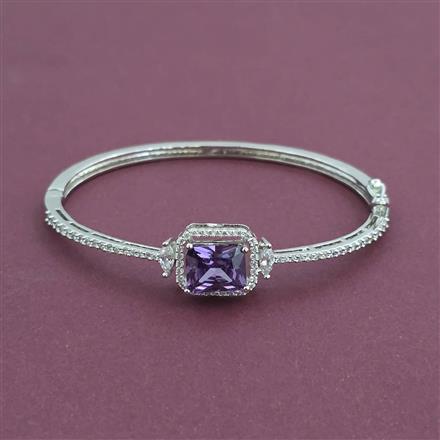 American Diamond Openable kada with Rhodium Plating