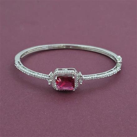 American Diamond Openable kada with Rhodium Plating