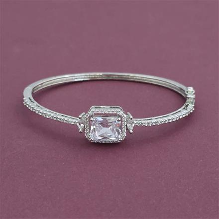 American Diamond Openable kada with Rhodium Plating