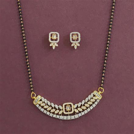 American Diamond Classic Mangalsutra with Rhodium Plating 2 Tone Plating