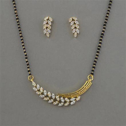 American Diamond Classic Mangalsutra with Rhodium Plating 2 Tone Plating