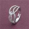 American Diamond Adjustable Ring with Rhodium Plating 2 Tone Plating