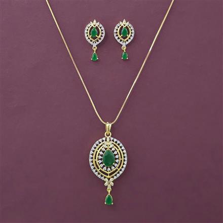 American Diamond Classic Pendant Set with 2 Tone Plating