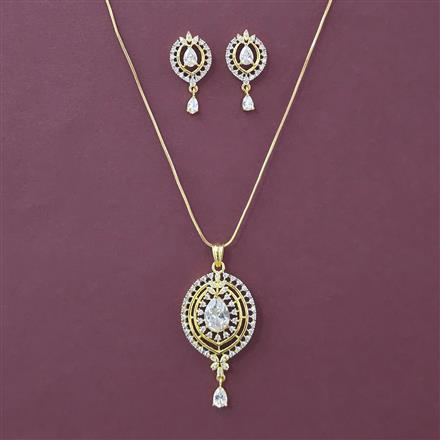 American Diamond Classic Pendant Set with 2 Tone Plating