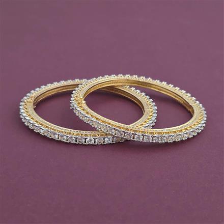 American Diamond 2 Pc Openable Bangles with 2 Tone Plating