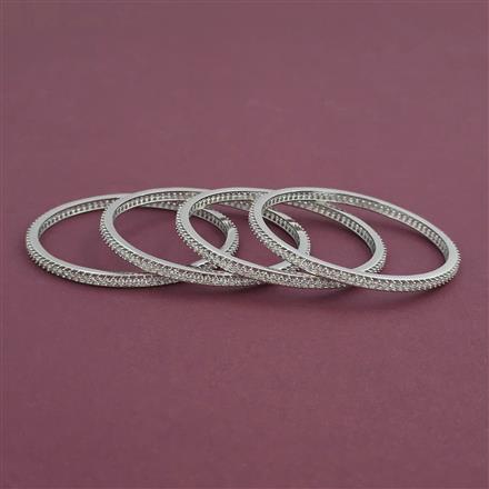 American Diamond 4 Pc Classic Bangles with Rhodium Plating